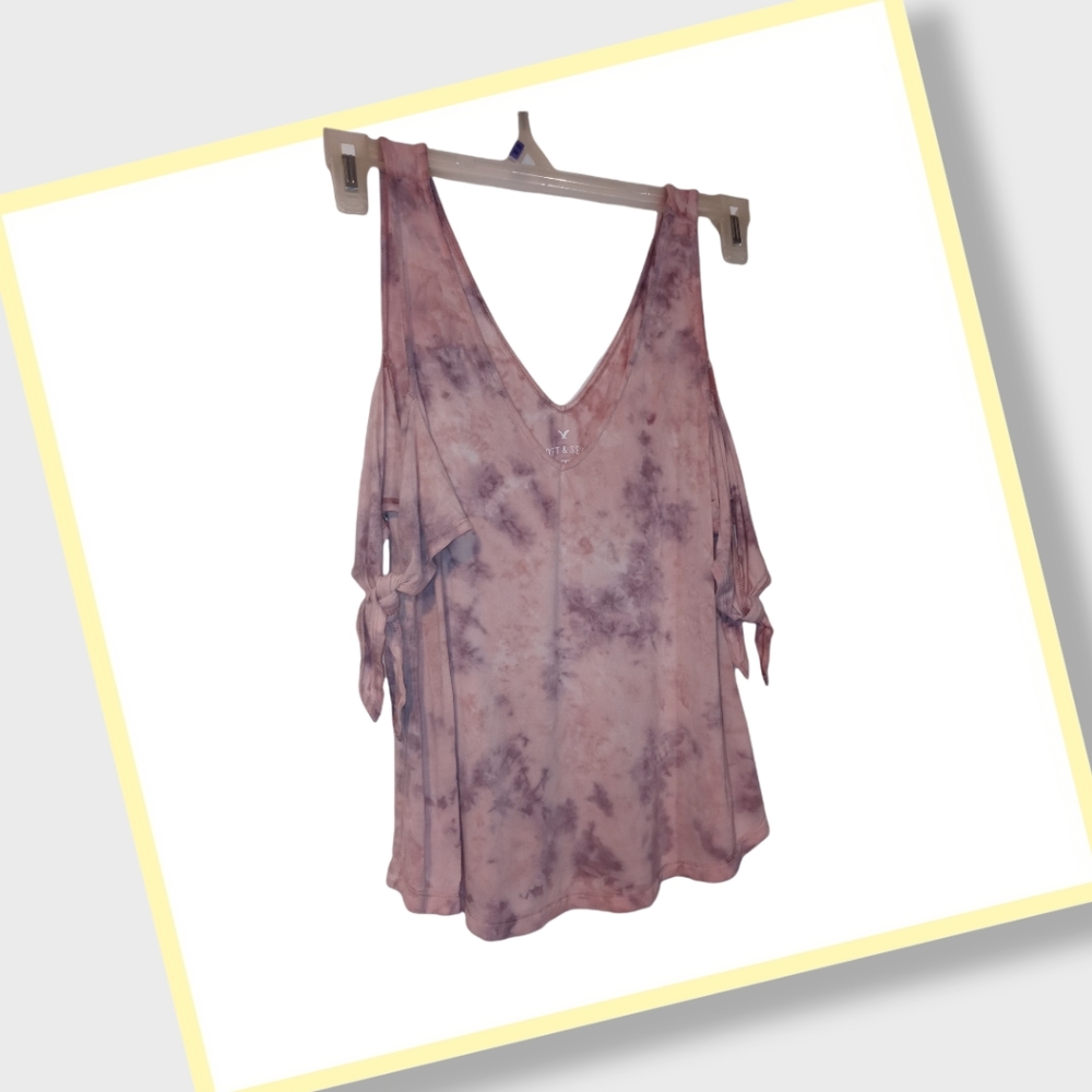 American Eagle Tie Dye Cold Shoulder Top